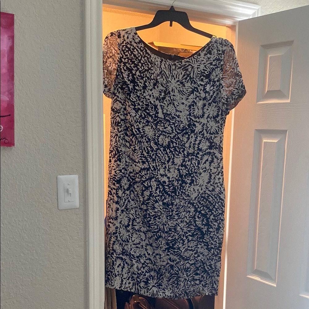 St. John Black and Cream Sheath Mini Dress